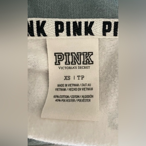 PINK Victoria's Secret Green and White Quarter Zip Sweatshirt - Picture 5 of 5